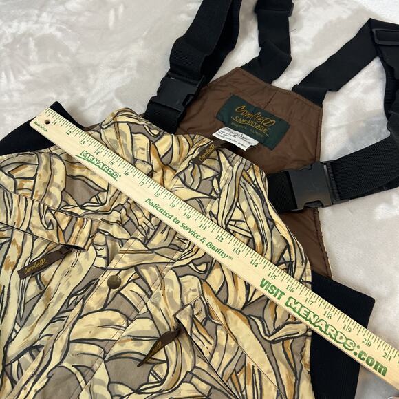 VTG Cornfield Camo Overalls Mens Large Insulated Hunting Bibs Outdoor Utility - Picture 10 of 16